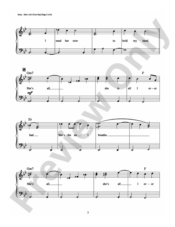 She's All I Ever Had - Arr. Richard Bradley (DSM-PS-0006363) - Easy Piano (Digital Download)