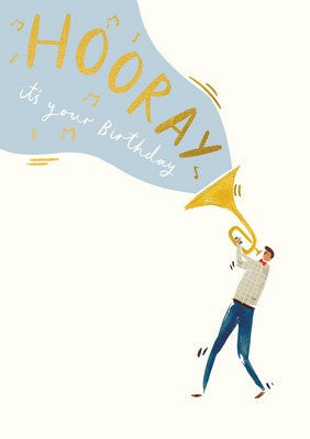Greeting Card - Hooray it's Your Birthday Trumpeter