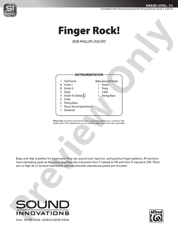 Finger Rock! – String Orchestra Conductor Score & Parts (Digital Download)