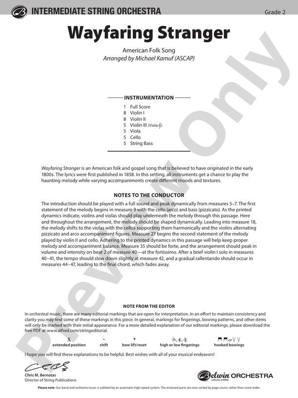 Wayfaring Stranger - String Orchestra Conductor Score & Parts (Digital Download)