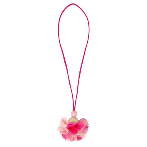 Hand Painted Wooden Bead Ballerina Pink Flower Tutu Necklace