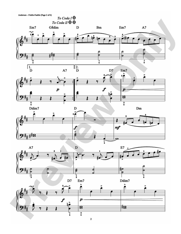 Fiddle-Faddle - Arr. John Brimhall - Easy Piano (Digital Download)