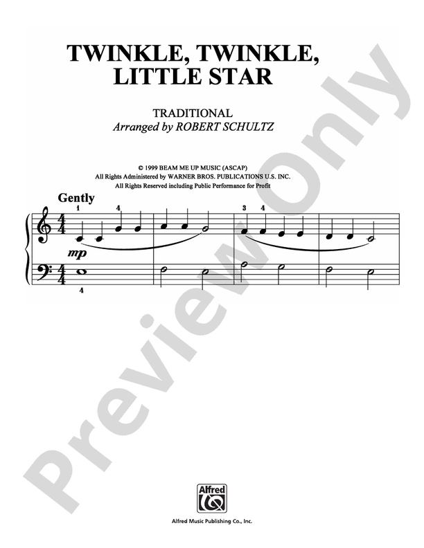 Twinkle, Twinkle, Little Star - Arr. Robert Schultz - Easy Piano (Digital Download)