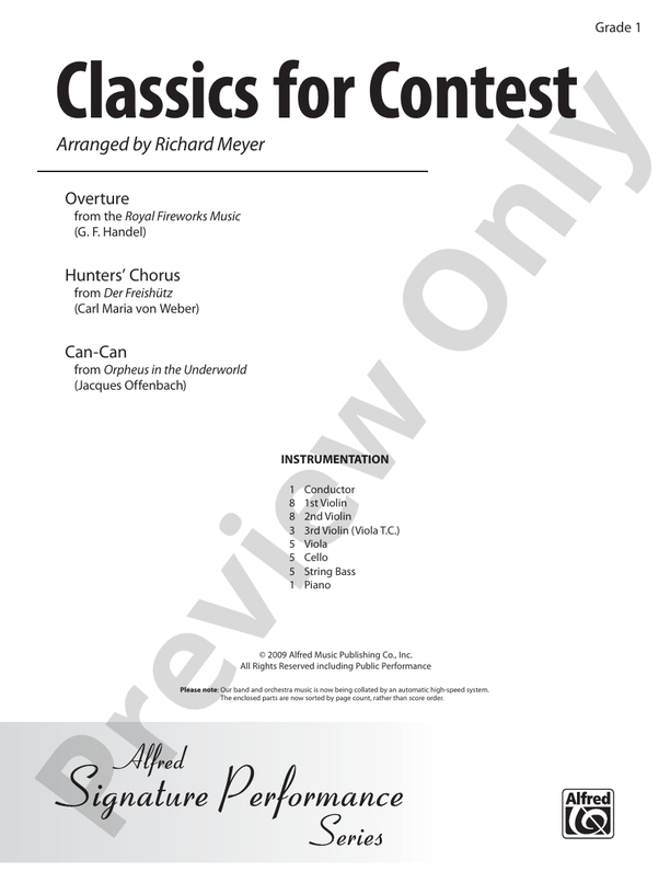 Classics for Contest (Grade 1) – String Orchestra Conductor Score & Parts (Digital Download)