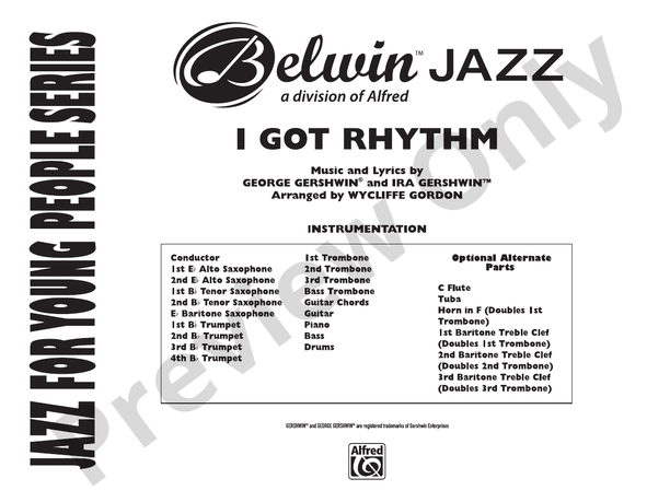 I Got Rhythm (Grade 3) - Jazz Ensemble Conductor Score & Parts(Digital Download)