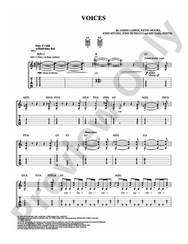 Voices - Dream Theater - Guitar TAB (Digital Download)