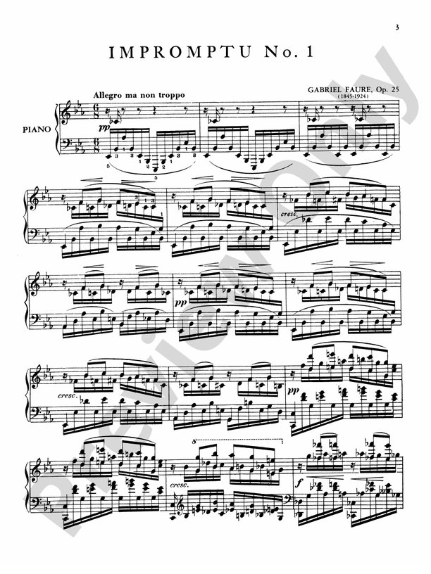 Faure - Three Impromptus - Piano Solo (Digital Download)