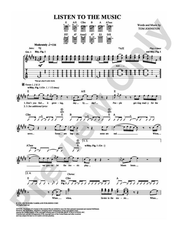 Listen to the Music - Easy Guitar (Digital Download)