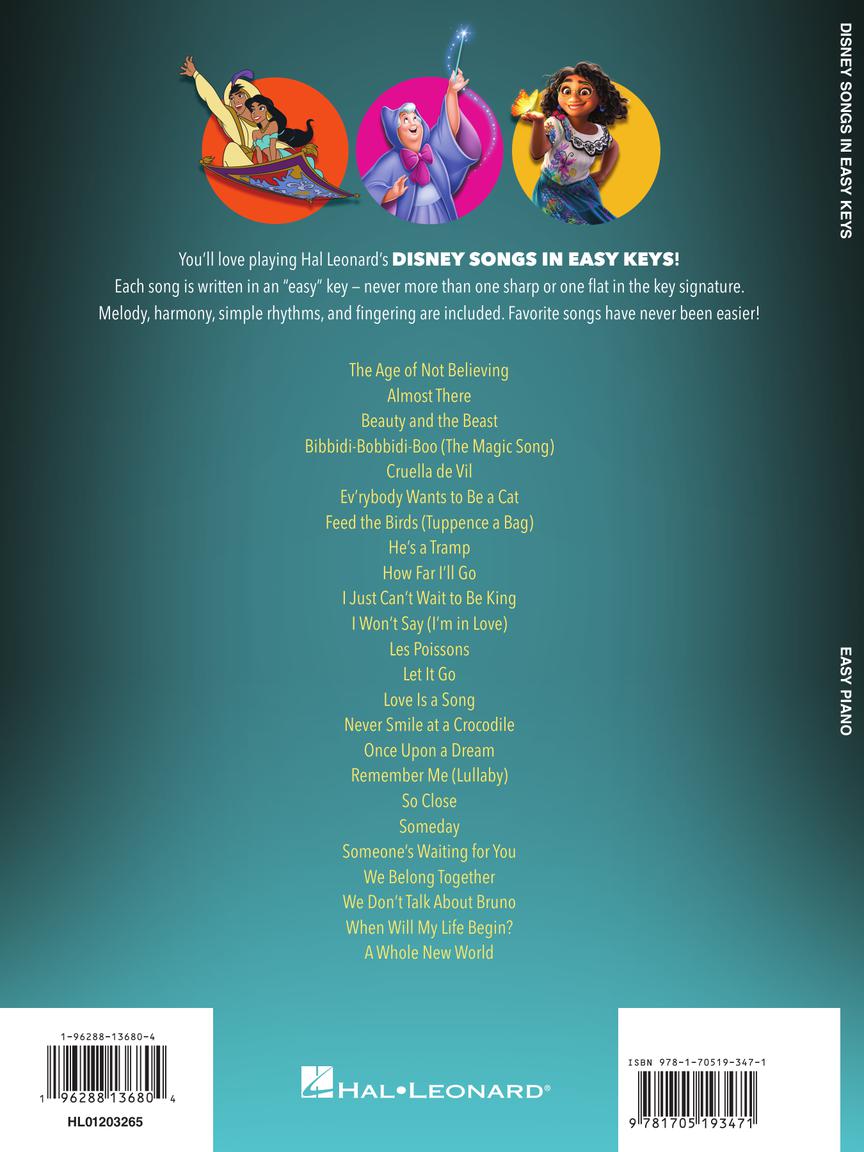 Disney Songs in Easy Keys - Easy Piano - Hal Leonard