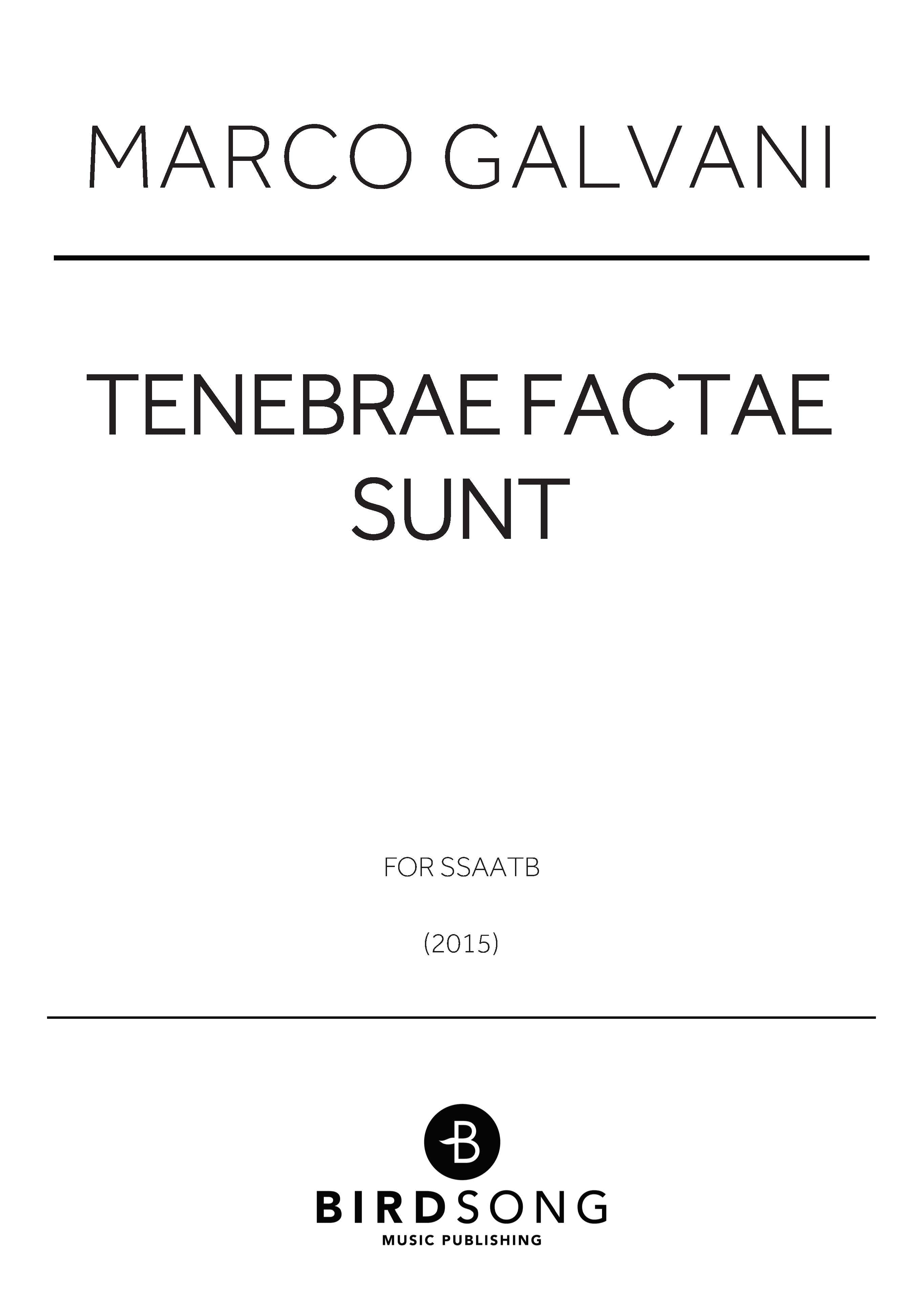 Tenebrae Factae Sunt - SATB Choir (Digital Download)