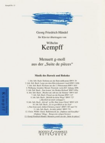 Menuett G minor for Piano - Georg Frederick Handel - Piano Wilhelm Kempff Boosey & Hawkesfor Piano - Georg Frederick Handel - Piano - Wilhelm Kempff Boosey & Hawkes (Minuet)