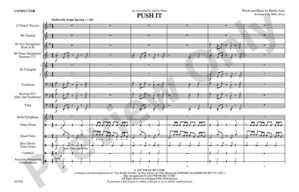 Push It (Arr. Mike Story) – Marching Band Conductor Score & Parts (Digital Download)