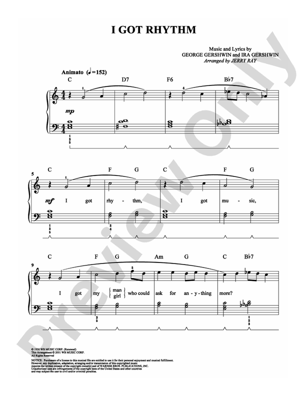 I Got Rhythm - Arr. Jerry Ray (DSM-PS-0008605) - Easy Piano (Digital Download)