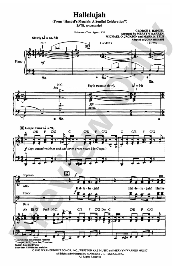 Hallelujah from Handel's Messiah - SATB Choral Octavo (Digital Download)