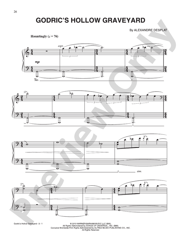 Godric's Hollow Graveyard (from "Harry Potter & The Deathly Hallows: Part 1") - Piano (Digital Download)