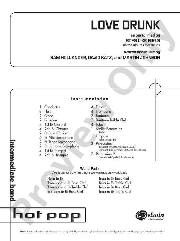 Love Drunk - Concert Band Conductor Score & Parts (Digital Download)