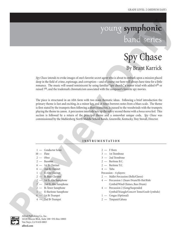 Spy Chase - Concert Band Conductor Score & Parts (Digital Download)