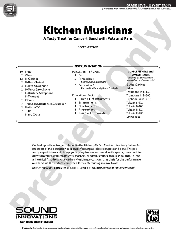 Kitchen Musicians - Concert Band Conductor Score & Parts (Digital Download)