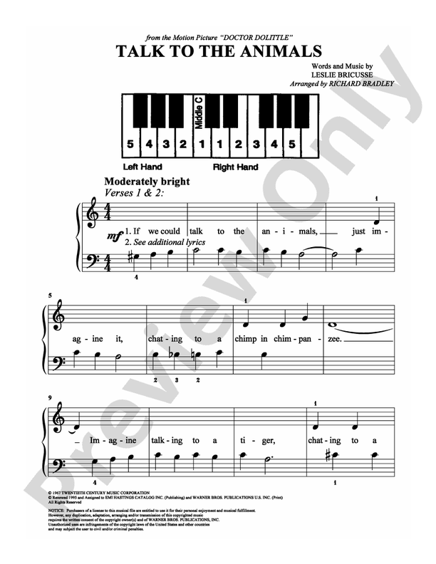 Talk To The Animals - Arr. Richard Bradley (DSM-PS-0007074) - Easy Piano (Digital Download)