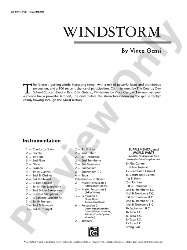Windstorm - Concert Band Conductor Score & Parts(Digital Download)