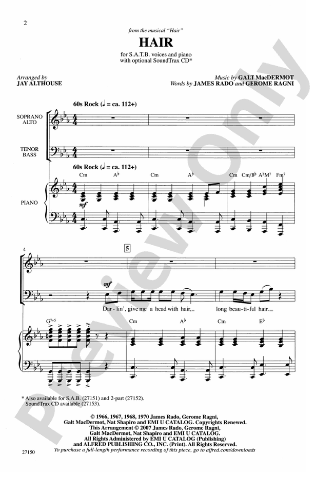 Hair (from Hair) – SATB Choral Octavo (Digital Download)