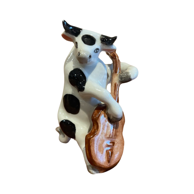 Bull Playing Double Bass Porcelain Figurine