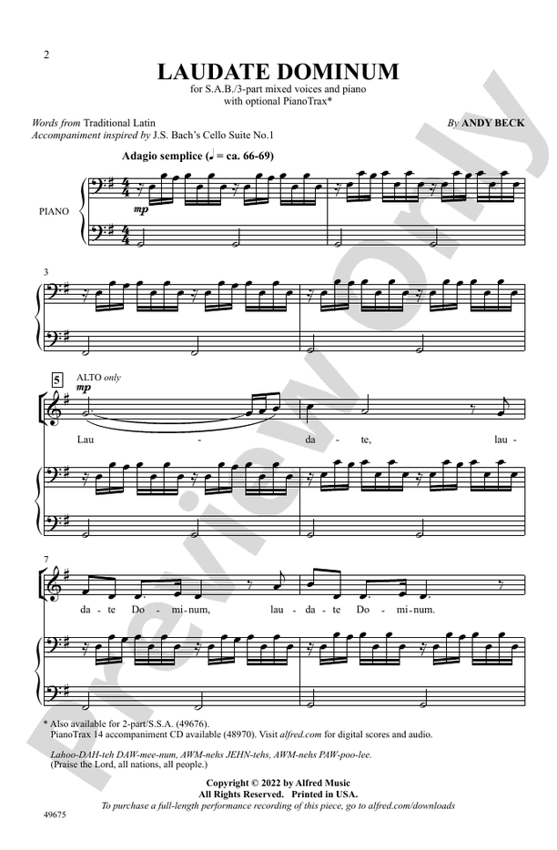 Laudate Dominum - SAB/3 Part Mixed Choral Octavo (Digital Download)