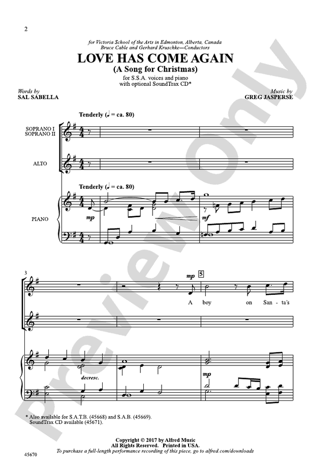 Love Has Come Again – SSA Choral Octavo (Digital Download)