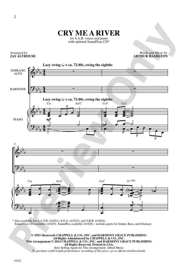 Cry Me a River – SAB Choral Octavo (Digital Download)