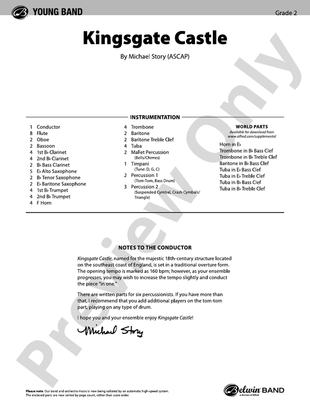 Kingsgate Castle - Concert Band Conductor Score & Parts (Digital Download)