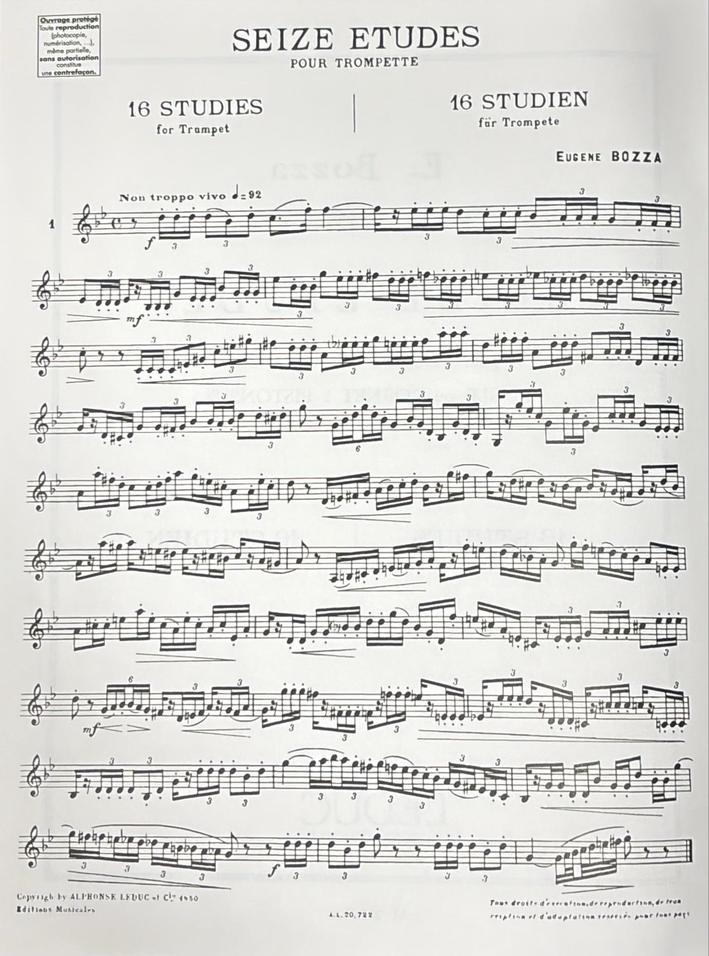 16 Etudes - Eugene Bozza - Trumpet - Alphonse Leduc - Trumpet Solo