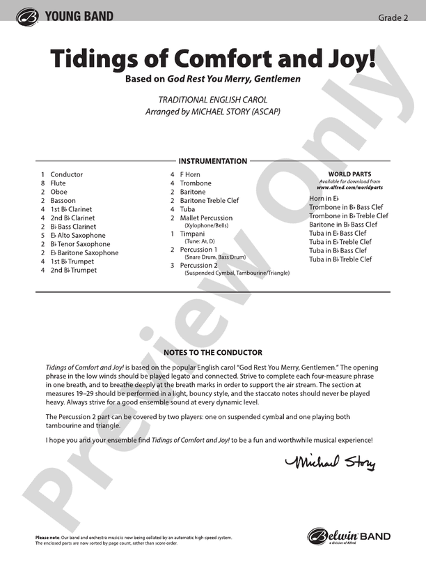 Tidings of Comfort and Joy! - Concert Band Conductor Score & Parts (Digital Download)