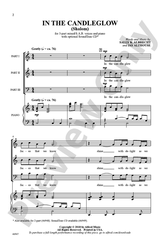 In the Candleglow – 3-Part Mixed / SAB Choral Octavo (Digital Download)