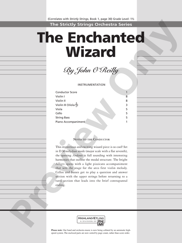 The Enchanted Wizard – String Orchestra Conductor Score & Parts (Digital Download)