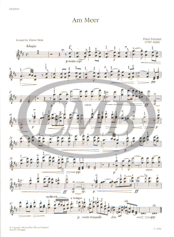 Schubert - At the Sea - Violin/Piano Accompaniment arranged by Wilhelmj EMB Z13702