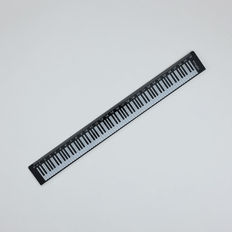 30cm Music Ruler Black with White Piano Keyboard