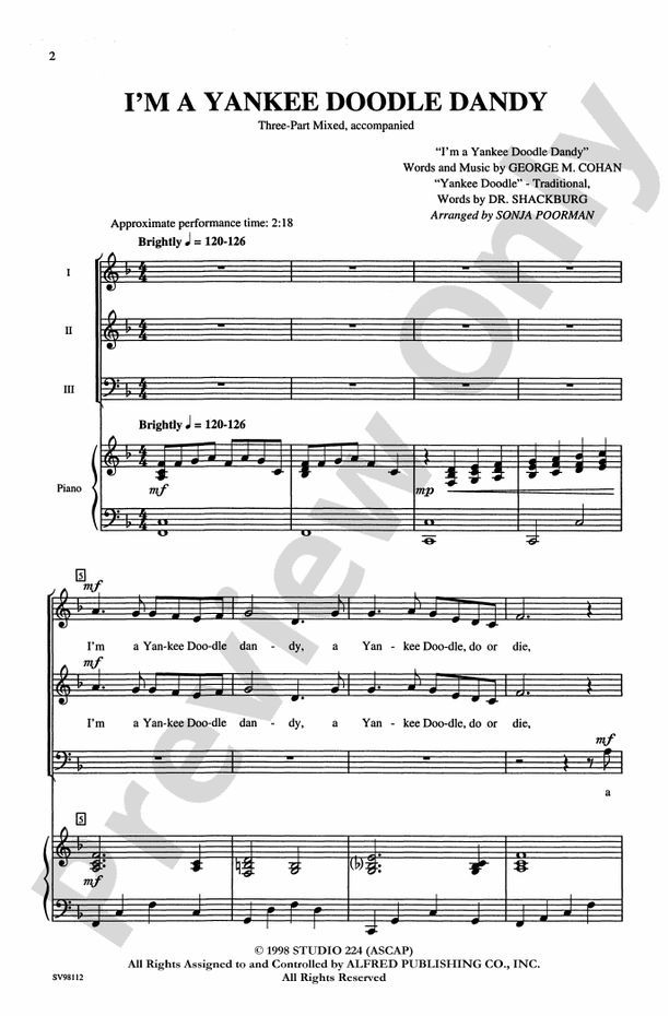 (I'm a) Yankee Doodle Dandy - 3-Part Mixed Choral Octavo (Digital Download)