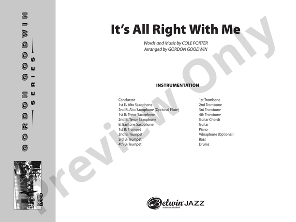 It's All Right with Me (Grade 5.5) - Jazz Ensemble Conductor Score & Parts (Digital Download)