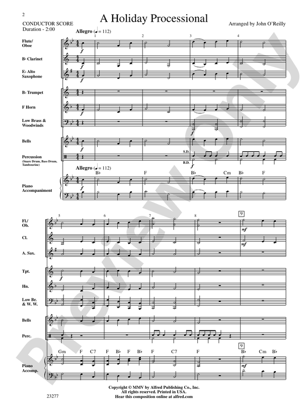 A Holiday Processional - Concert Band Conductor Score & Parts (Digital Download)