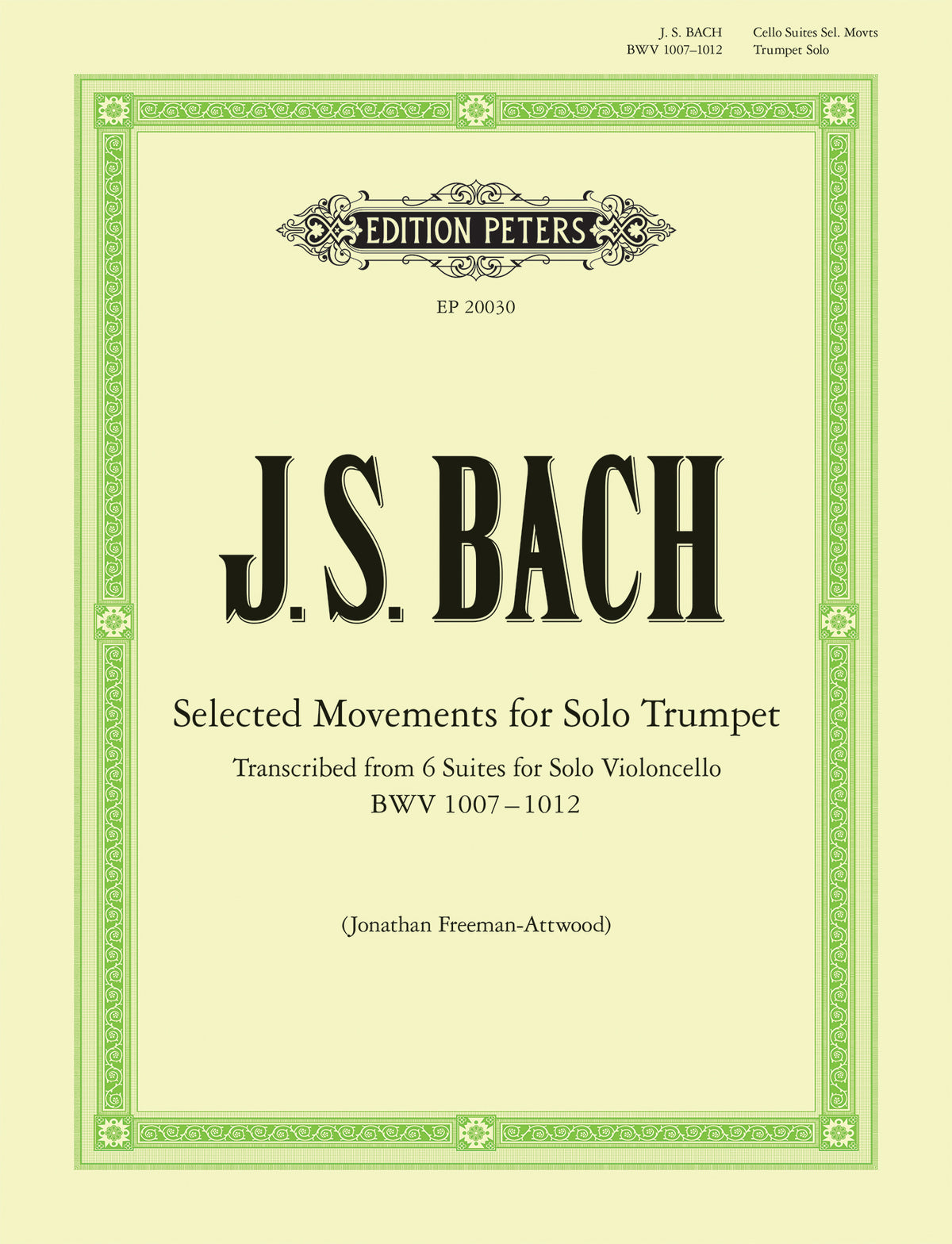 Bach - Suite No.3 in F Major BWV1009 (EP20030) - Trumpet (Digital Download)
