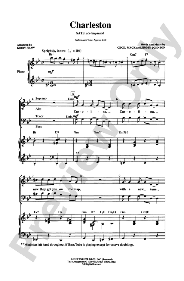 Charleston – SATB Choral Octavo (Digital Download)