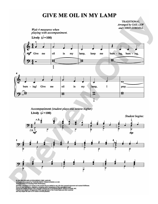 Give Me Oil in My Lamp - Arr. Gail Lew and Chris Lobdell - Easy Piano (Digital Download)