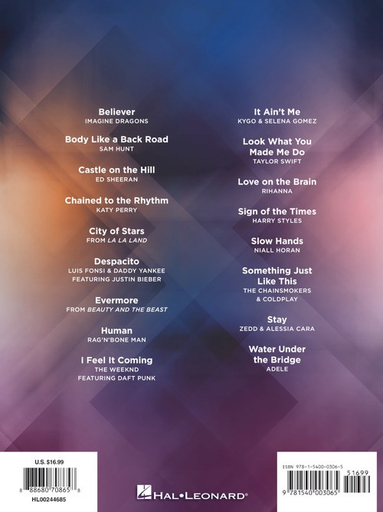 Top Hits of 2017 - Easy Piano Hal Leonard 244685