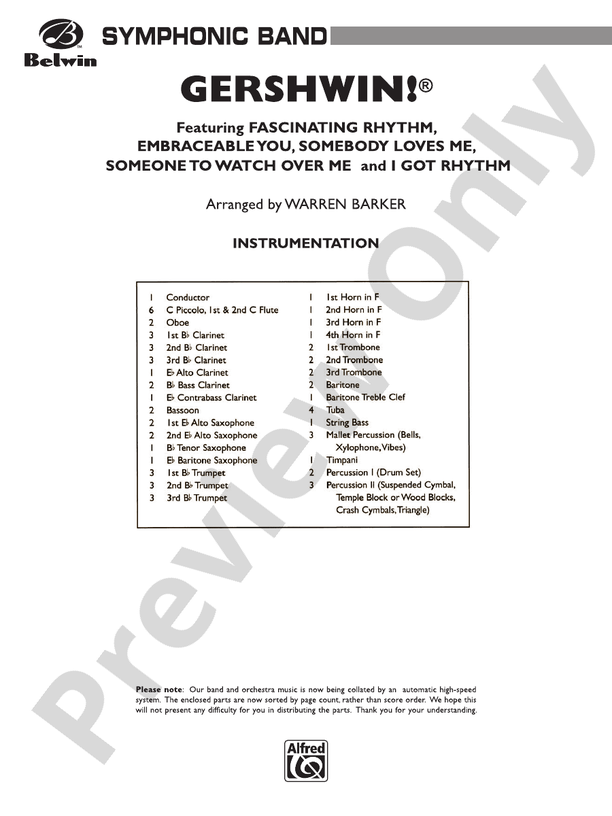 Gershwin! (Medley) - Concert Band Conductor Score & Parts (Digital Download)