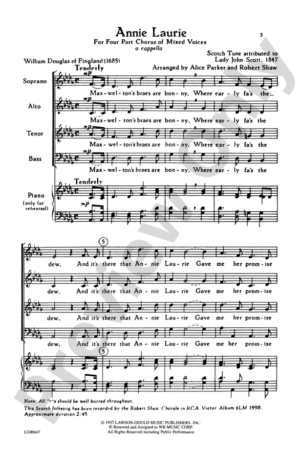 Annie Laurie – SATB Choral Octavo (Digital Download)