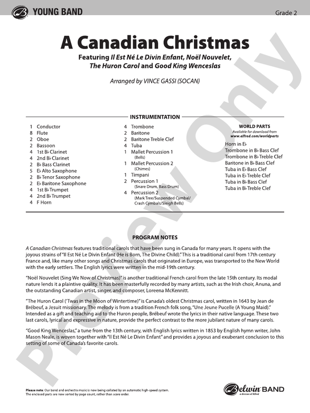 A Canadian Christmas - Concert Band Conductor Score & Parts (Digital Download)