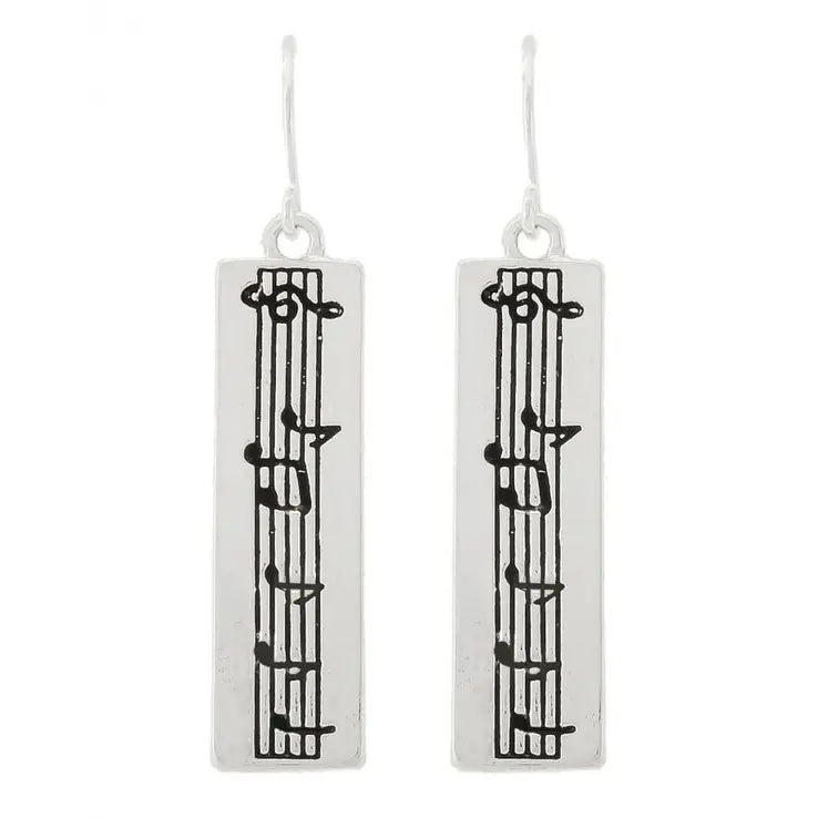 Antique Silver Manuscript Metal Drop Earrings