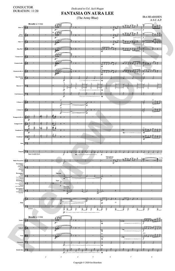 Fantasia on Aura Lee – Full Orchestra Conductor Score & Parts (Digital Download)