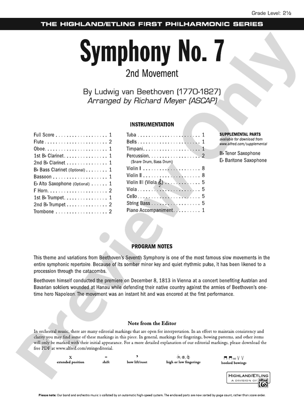 Symphony No. 7 – Full Orchestra Conductor Score & Parts (Digital Download)