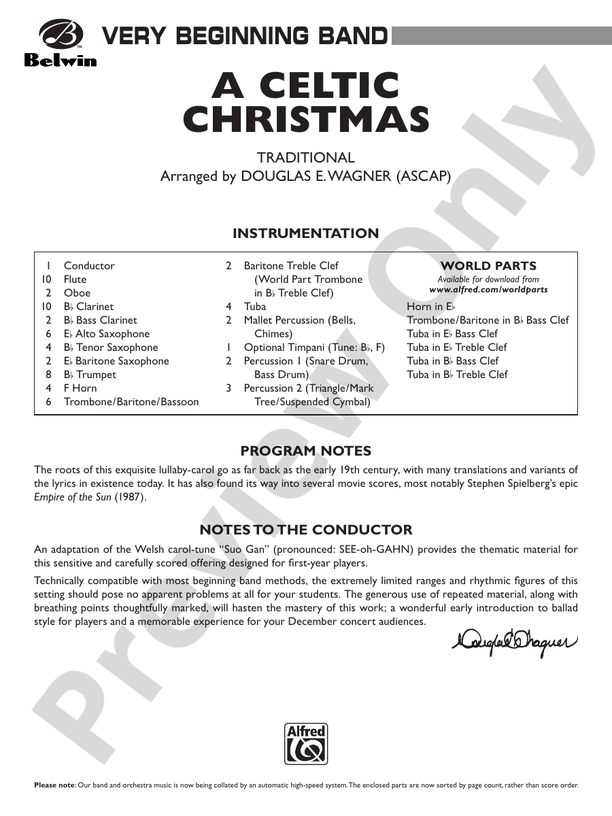 A Celtic Christmas - Concert Band Conductor Score & Parts (Digital Download)